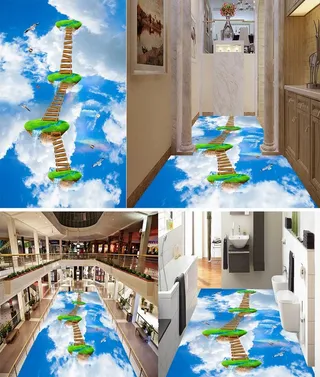 天空悬浮小岛天桥浴室地板图片