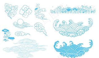 中国风云纹花纹水墨元素图片