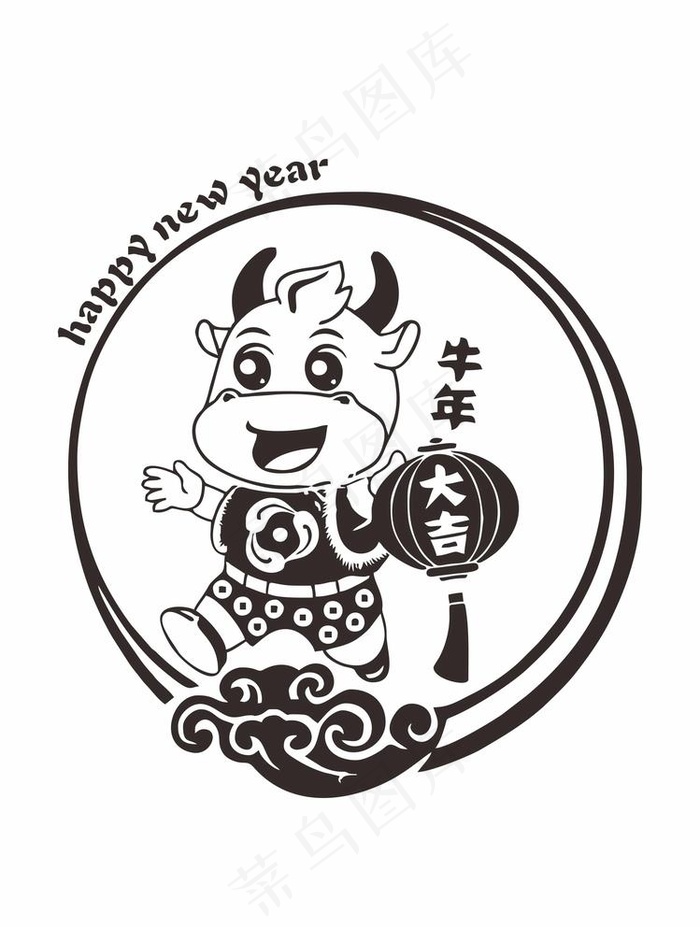 2021 金牛送福 牛年图片cdr矢量模版下载