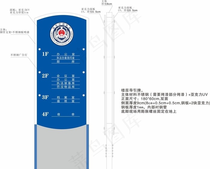 综合行政执法楼层导引牌图片cdr矢量模版下载