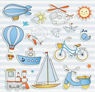 手绘卡通交通工具图片