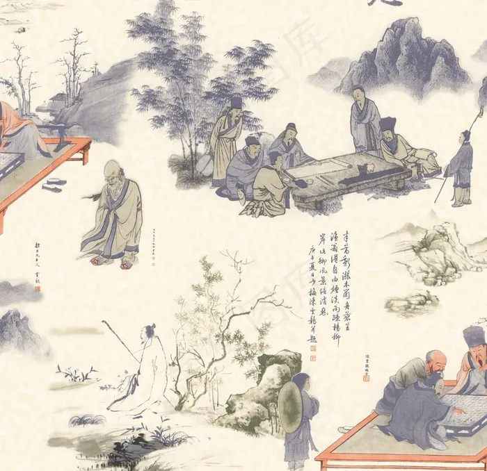 中式山水图图片