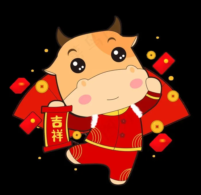 牛年卡通形象图片psd模版下载