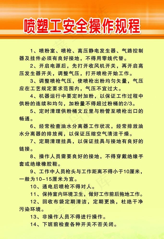 喷塑工安全操作规程图片psd模版下载