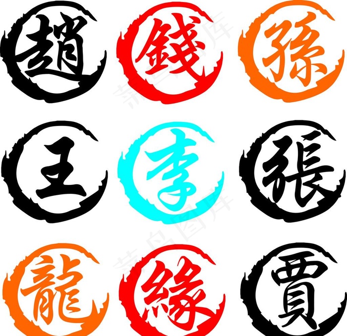 姓氏车贴图片cdr矢量模版下载