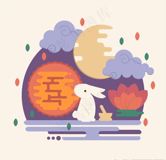 中秋文化元素图片ai矢量模版下载