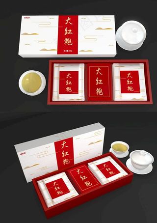 红色茶叶礼盒装包样机图片