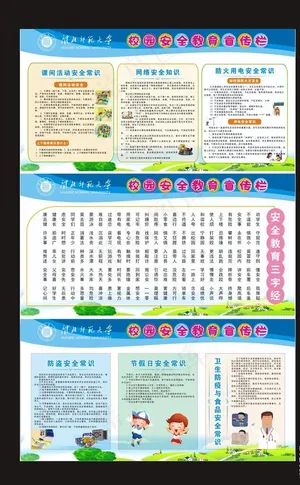 校园安全教育宣传栏卡通展板图片