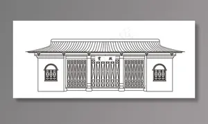 古代房屋线稿图片