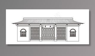 古代房屋线稿图片