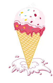 夏日冰激凌甜筒矢量漫画插画图片
