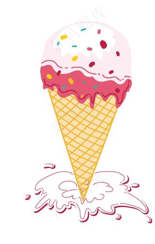 夏日冰激凌甜筒矢量漫画插画图片