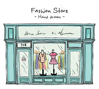 手工绘制的时装商店橱窗图片