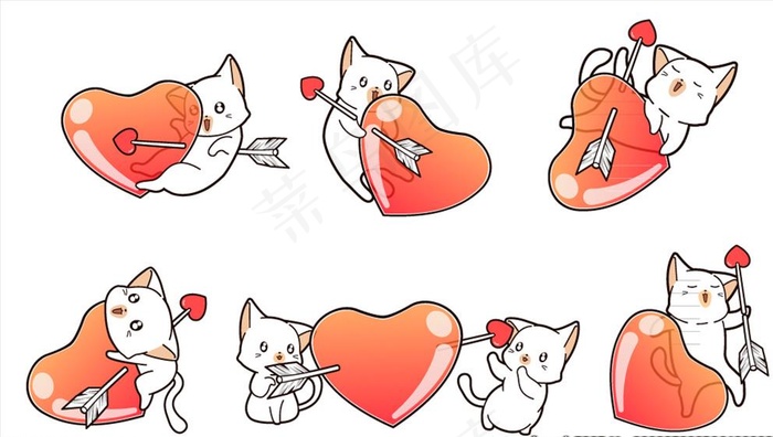 卡通爱心猫咪图片eps,ai矢量模版下载