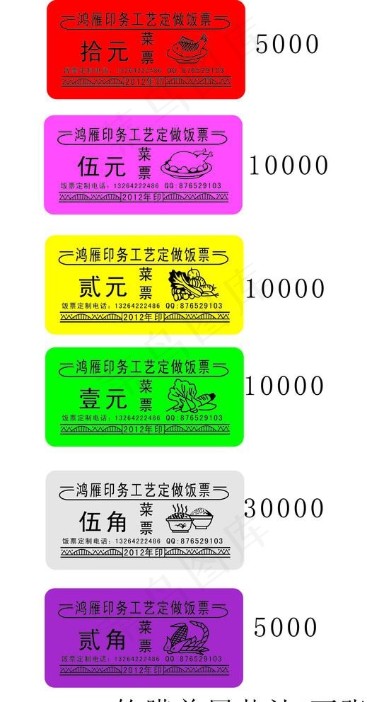 鸿雁饭票 菜票 餐券 fanpiao图片cdr矢量模版下载