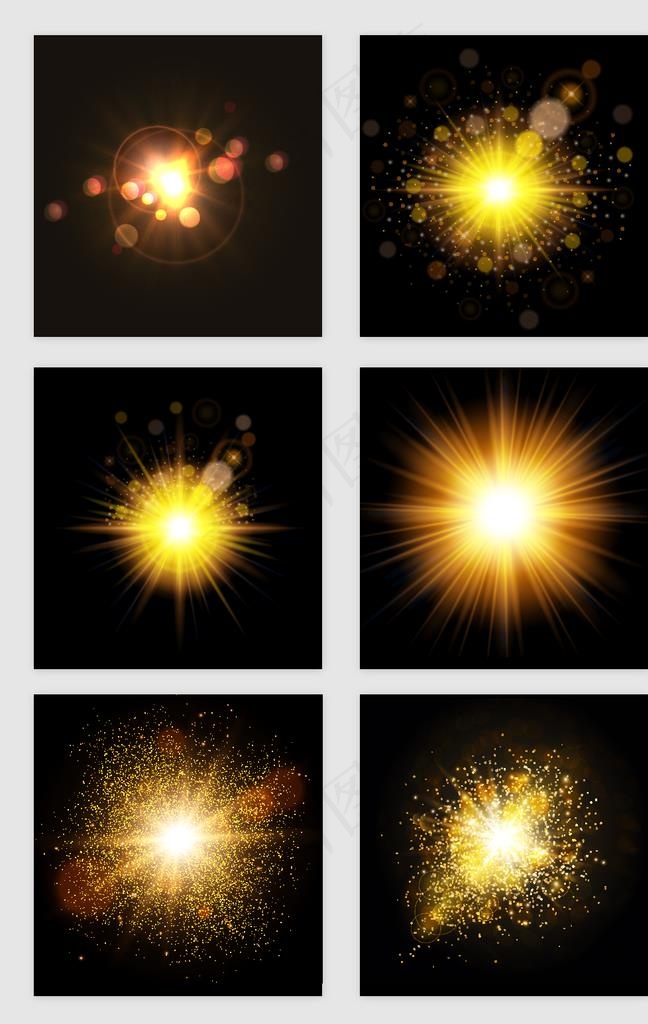 矢量酷炫金色光效图案图片