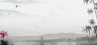 中国风水墨展板背景图片