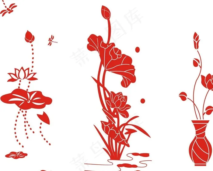 矢量荷花 剪影图片cdr矢量模版下载
