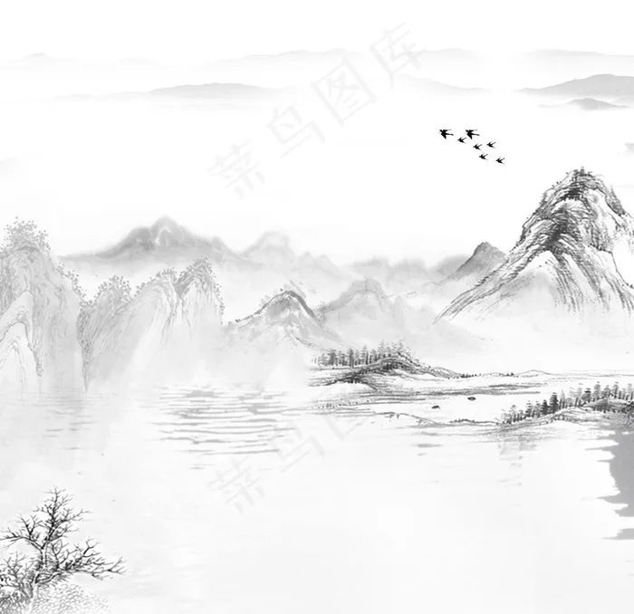 山水图片psd模版下载