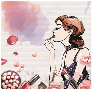 彩妆手绘背景图片