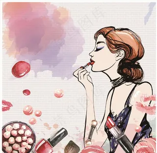 彩妆手绘背景图片