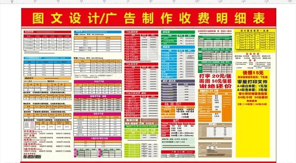 图文广告行业最新价格表格图片
