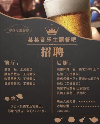 音乐主题餐吧招聘图片