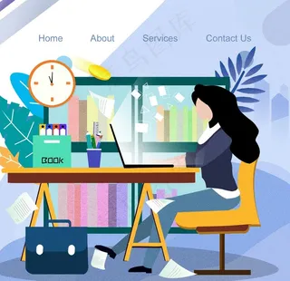 扁平化办公场景图片