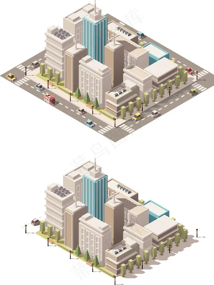 卡通城市建筑图片ai矢量模版下载