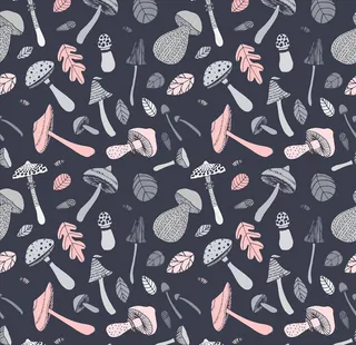 手绘蘑菇四方连续底纹图片