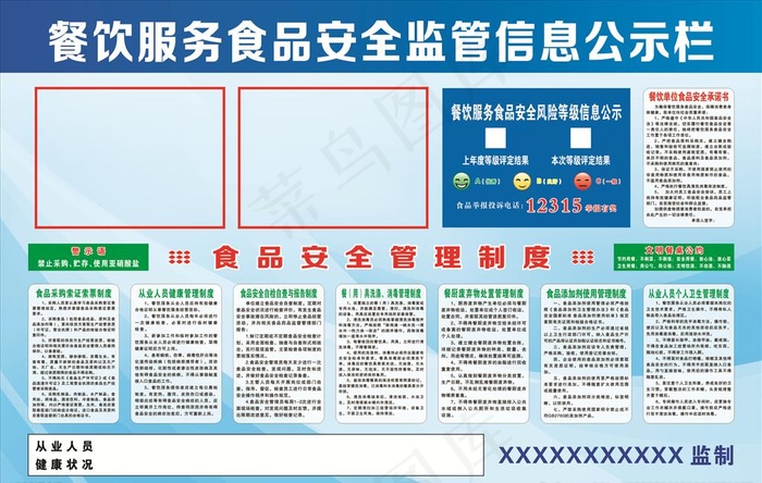 餐饮服务食品安全监管信息公示栏图片cdr矢量模版下载