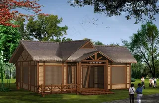 三星级厕所木屋合并加背景加茅草图片