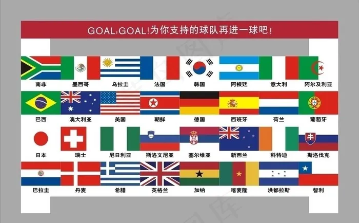 世界杯足球32强国家旗图片cdr矢量模版下载