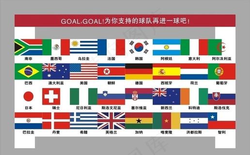 世界杯足球32强国家旗图片