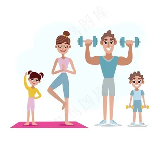 家庭活动平面矢量素材图片