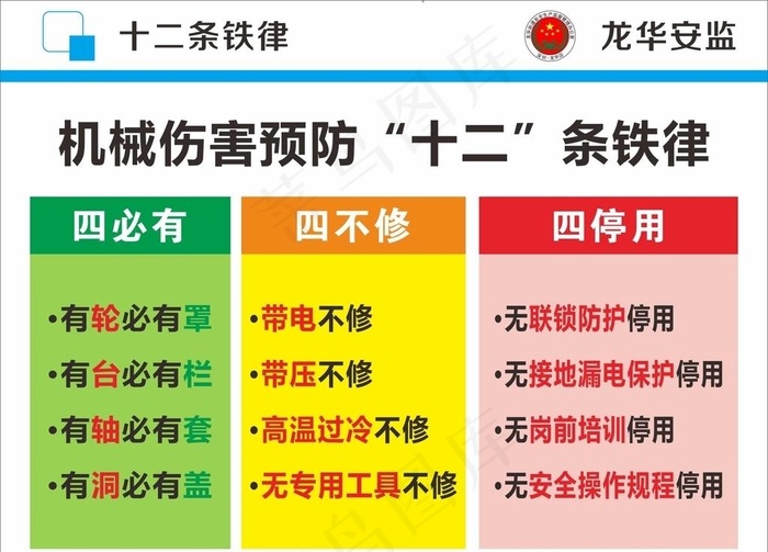 机械伤害预防十二条铁律图片cdr矢量模版下载