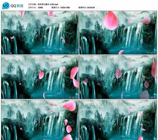 唯美梦幻瀑布仙境 舞台背景视频