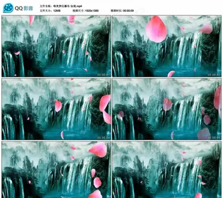 唯美梦幻瀑布仙境 舞台背景视频