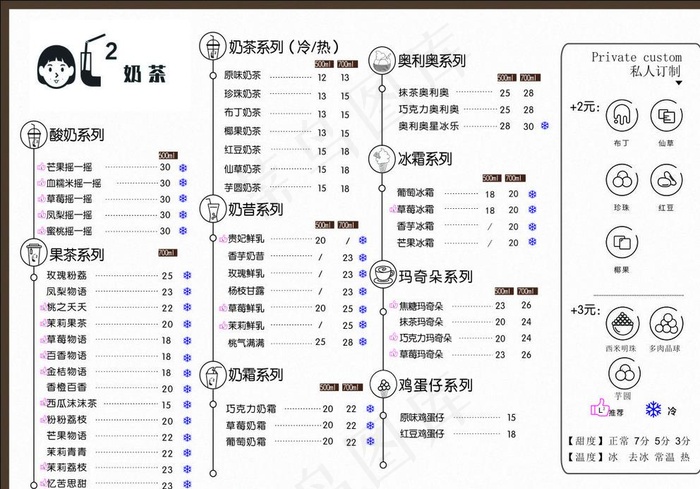 奶茶菜单图片cdr矢量模版下载