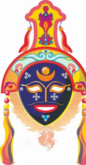 雪顿节藏戏面具图片