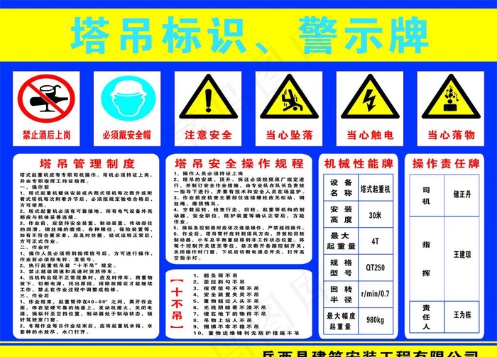 塔吊  警示牌  工地标牌图片cdr矢量模版下载