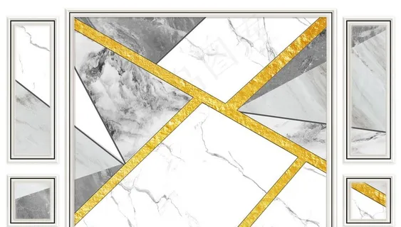 边框造型几何大理石纹背景墙图片