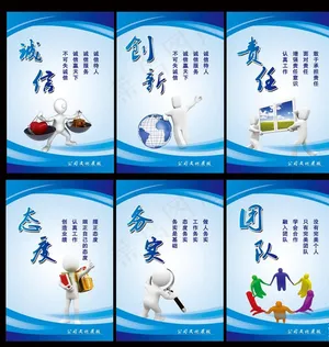 蓝色企业文化展板图片