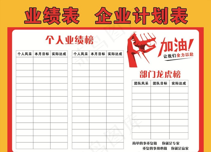 业绩表   企业计划表图片cdr矢量模版下载