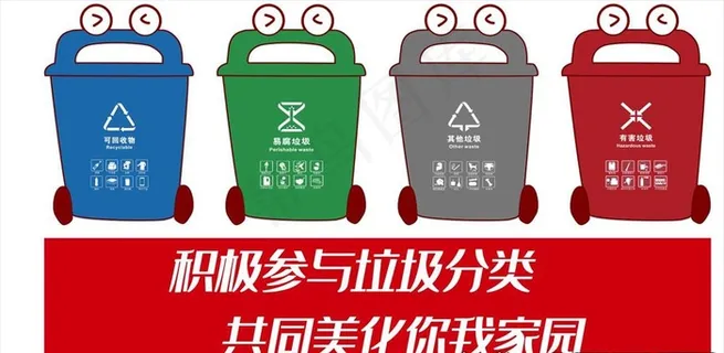 可爱垃圾分类垃圾桶图片