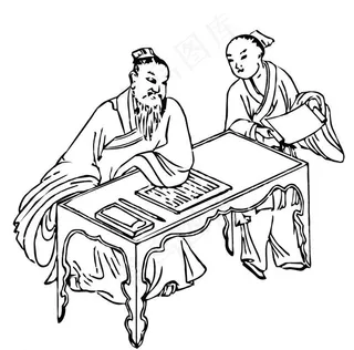 矢量人物白描图图片