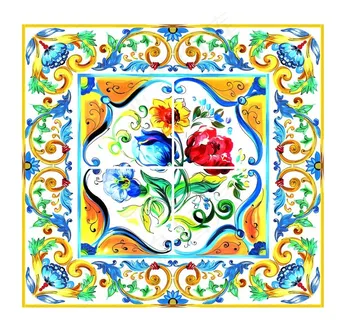 大牌花 方巾图片