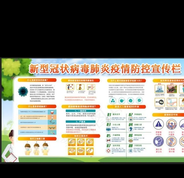 新冠肺炎应急处置流程图宣传栏图片(3000X1500(DPI:80))psd模版下载