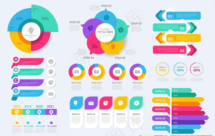 PPT数据分析信息图表模板图片