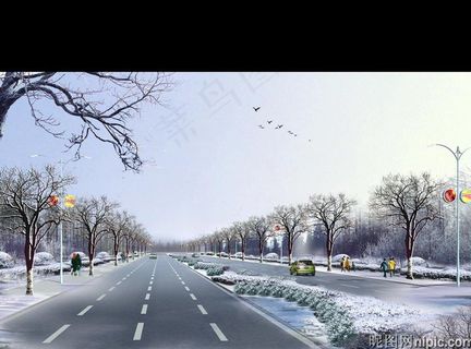 道路交通景观设计效果图PSD素材图片